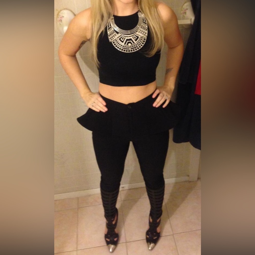 High waisted peplum pants.
